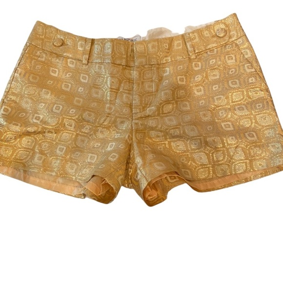Banana Republic Pants - Banana Republic Women’s Gold Yellow Metallic Geo Print Lined Shorts Size 10